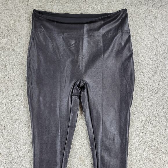 Serra Womens Faux Leather Leggings XL Black Metallic Stretch Skinny Slim Fit New - Picture 13 of 13